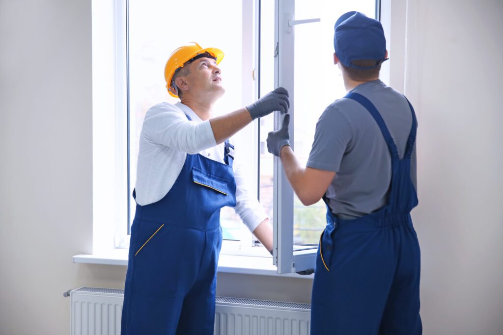 power washing professionals fix a window